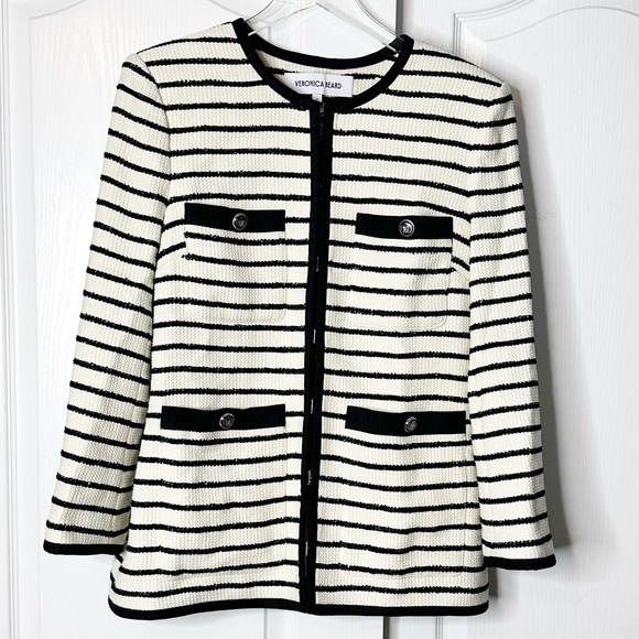 Veronica Beard Foster Dickey Jacket Black Ivory Size 10 - Picture 5 of 17